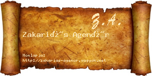 Zakariás Agenór névjegykártya
